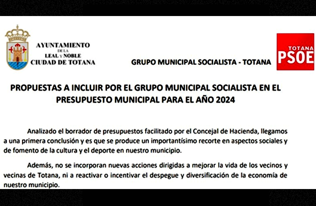 El PSOE denuncia grandes recortes en temas sociales, culturales y deportivos en los Presupuestos 2024